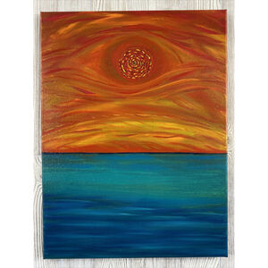 Abstract Seaside Sunset Painting Ocean View Original Canvas Artwork 18x24